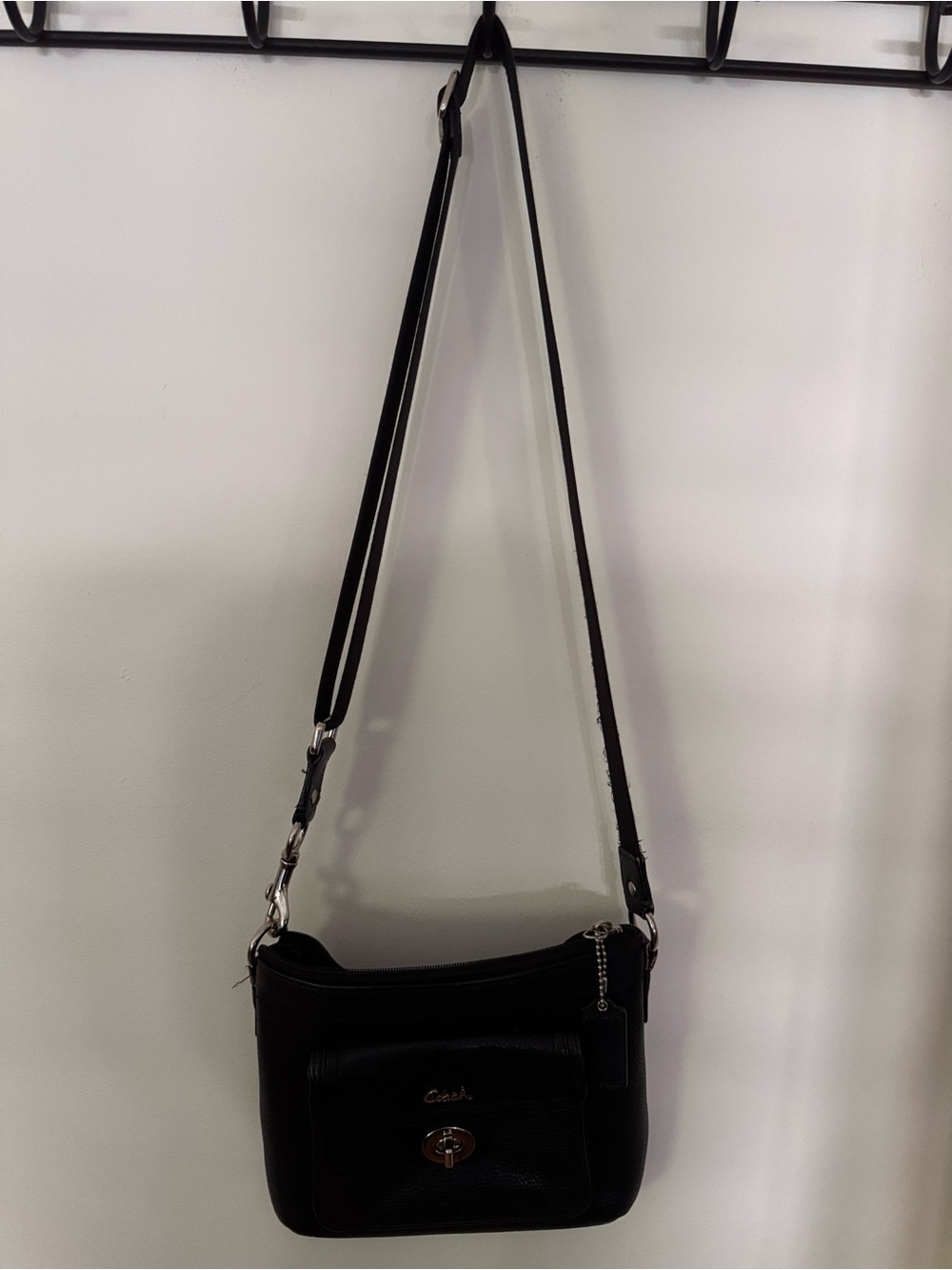 Coach Black Pebbled Leather Mini Crossbody with Turnlock Pocket - Picture 2 of 4